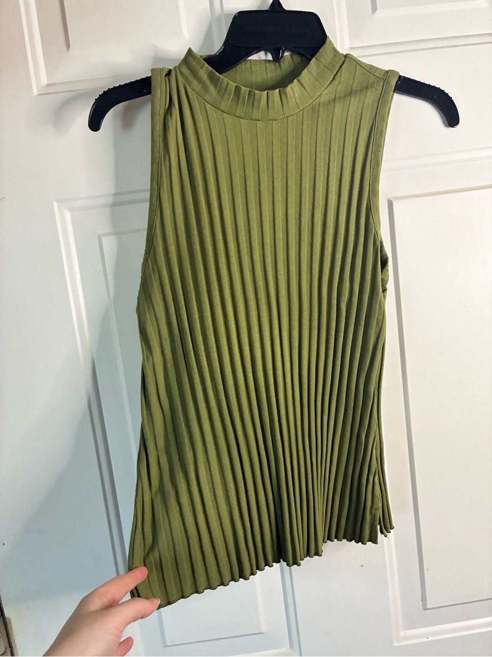 a new day Olive Green Pleated Mock Neck Tank Top